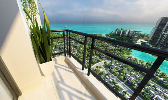 站在陽(yáng)臺(tái)上眺望大海